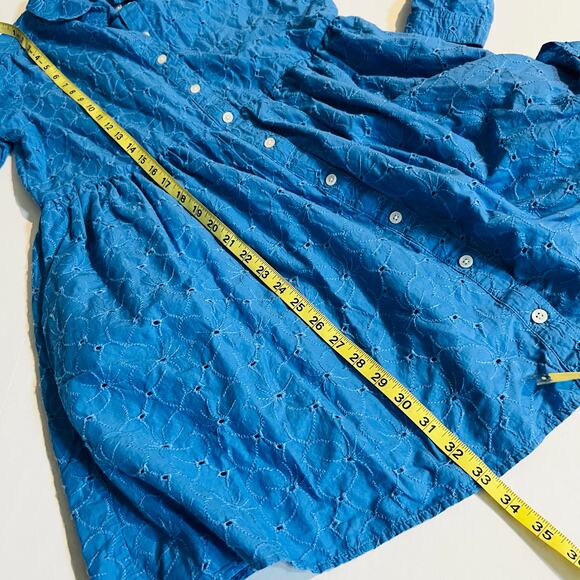 J. Crew Eyelet Button Up Long Sleeve Dress Size 4 Blue - Picture 9 of 10